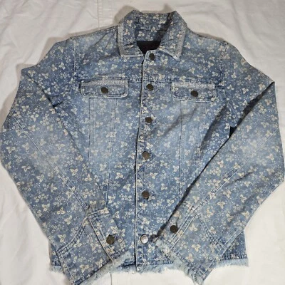 Chaqueta Ralph Lauren Floral Denim Azul Para Mujer Talla Pequeña Blinged Secuencia  Foto 1 de 4