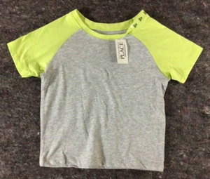 Children's Size 4 Short Sleeve T-Shirt Grey Yellow - Picture 1 of 6