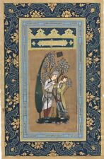 Persian Miniature Painting Of Persian Couple In Love Scene Art On Paper 5.75x9"