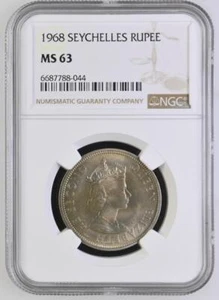 Seychelles 1 Rupee 1968 NGC MS 63 - Picture 1 of 2