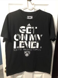 Brooklyn Nets Basketball Adidas Get On My Level Black Shirt Large