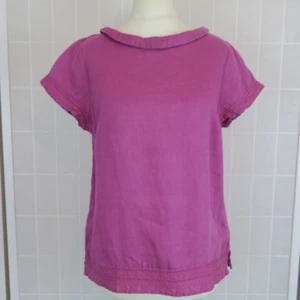White Stuff Blouse Size 8 Pink Boat Neck Collar Embroidered 100% Linen Summer - Picture 1 of 13
