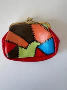 Vintage Patchwork Coin Purse Multicolor 3.5" - Picture 1 of 6