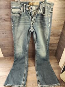 BKE Buckle Jeans FULTON 30 Men's 30x32 Denim Blue Distressed Zip Fly
