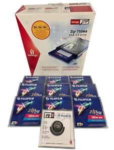 iomega Zip 750MB USB 2.0 Drive Z750USB en boîte, câble, adaptateur secteur + 10 disques 250mb - Photo 1/15