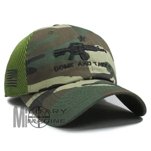 Come And Take It Rifle Weapon AR-15 Hat Army Camo M81 Micro Mesh Tactical Cap - Picture 1 of 6