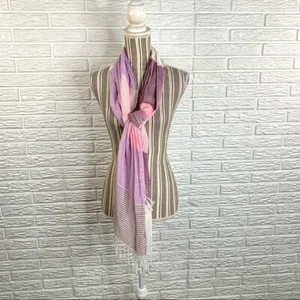 Bufanda rosa blanca púrpura con flecos - Imagen 1 de 7