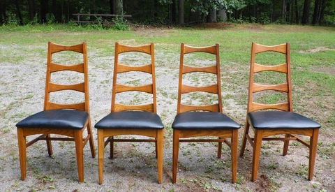 Vintage 1960's Set of 4 Mid Century Modern Solid Oak Dining Chairs Liberty Chair Cover