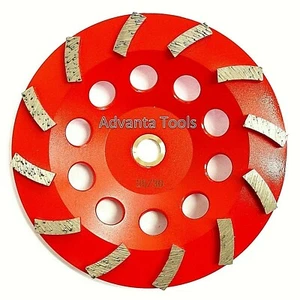 "Rueda de taza de molienda de concreto turbo espiral de 7"" - 25/30 diamante de arena-12seg 7/8""-5/8" - Imagen 1 de 5