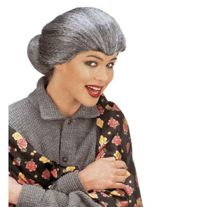 Tante Mary Zopf Perücke Hexe Oma Alte Frau Hexenperücke Damenperücke grau Kostüm - Bild 1 von 1