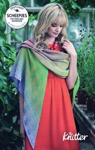 ~ Scheepjes Knitting Pattern For Beautiful Gradient Yarn Striped Shawl ~ - Picture 1 of 2