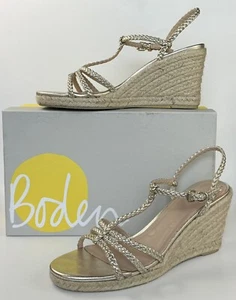 Boden Gold Braided Espadrille Wedges SZ 39 - Picture 1 of 8