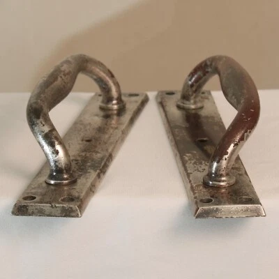 Pair, Door Handles / Door Pulls 1920s, Interesting awesome patina, ready to fit - Image 1 of 4