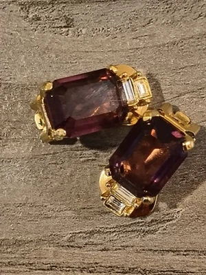 Christian Dior Vintage Grip Amethyst Crystal Clip On  Earrings - image 1 of 4