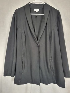 J.Jill Ponte Knit jacket Blazer Women's (L) Black Single Button Shawl Collar - Picture 1 of 8