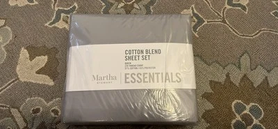 Juego de sábanas Queen Martha Stewart gris mezcla de algodón  Foto 1 de 2