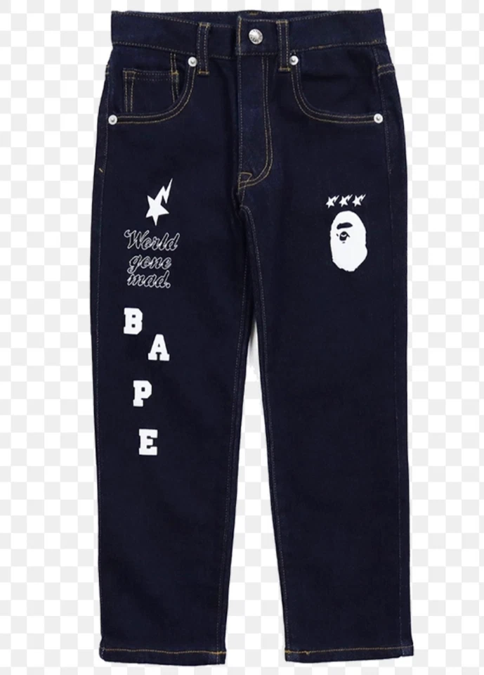 Pantalones de mezclilla Bape Kids estampado múltiple Jr azul marino talla 150 K Foto 1 de 1
