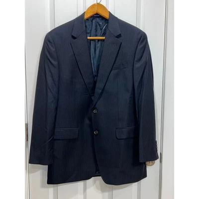 Ralph Lauren Men's Navy Pinstripe 100% Wool Suit Jacket 40L - Image 1 of 4