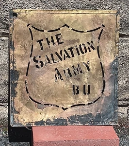 Plantilla de caja de latón Salvation RMY de la era 1900 con logotipo de escudo, grande 11", BUFFALO NY - Imagen 1 de 6