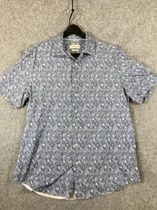 Bugatchi 8-Way Stretch Button Up Shirt Mens XL Blue White Floral Short Sleeve - Picture 1 of 13