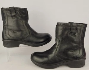 Keen Womans 8 Tyretread Black Leather Ankle Boots Booties Pull On - Picture 1 of 11