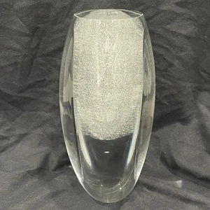 Vtg 1985 6.75" Timo Sarpaneva For Iittala Claritas Vase Clear Lobed w Bubbles - Picture 1 of 22