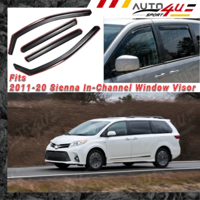 Para Toyota Sienna 2011-2020 Viseras de ventana en canal Protector de pantalla de lluvia Deflectores Foto 1 de 4