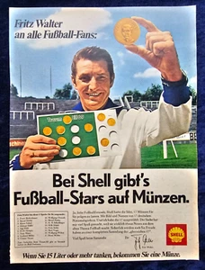 Shell, Münzen mit Fußball-Stars, Fritz Walter originale Werbung aus 1969 - Picture 1 of 1