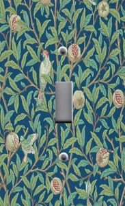 ART NOUVEAU MORRIS BIRDS POMEGRANATE BLUE Light Switchplate Wall Outlet Cover - Picture 1 of 28