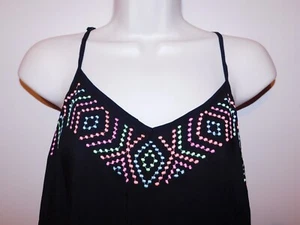 Arizona black tank with multi color stitching on front, open back, size S - Picture 1 of 7