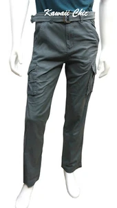 Ring Of Fire Charcoal Verdes Belted Cargo Pants Youth Big Boys Size 20 - Picture 1 of 4