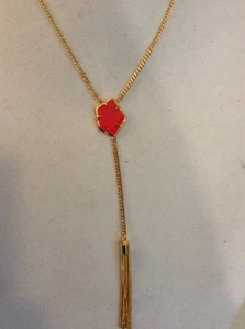 VINCE CAMUTO 'Passion Fruit' Citron Stone Gold-Tone Tassel Y VC-8 - Picture 1 of 5