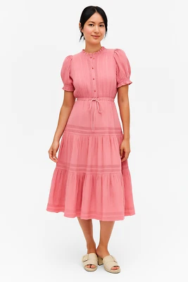 Vestido Charter Club Mommy Me Prairie Cintura Camisa Midi Baño Burbuja Rosa Talla P/P Foto 1 de 4