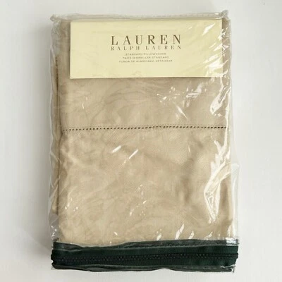 2 Ralph Lauren Verdonnet Jacquard Standard Pillowcases Camel Tan 100% Cotton HTF - Image 1 of 4