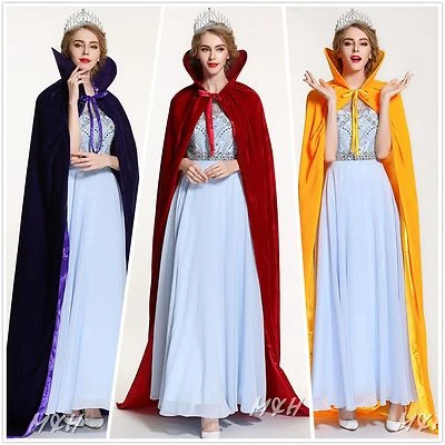 71" Largo Completo Terciopelo Satinado Capa Cuello Alto Wicca Bata Desfile Fiesta Nuevo Foto 1 de 4