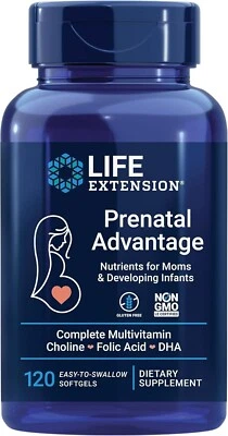 Multivitamínico Life Extension Prenatal Advantage 120 cápsulas blandas Foto 1 de 4