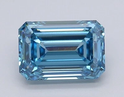 EMERALD 2.10 Ct Fancy Vivid Blue VS1 Clarity IGI Certified Lab Grown CVD Diamond - Image 1 of 4