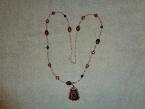 SINCERELY SOUTHWEST CP STERLING 925 RED TIGER'S-EYE ENHANCER with 36" NECKLACE - Picture 1 of 6