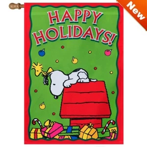 SNOOPY PEANUTS Large 28" x 40" Flag HAPPY HOLIDAYS! 62745 NIP - Picture 1 of 2