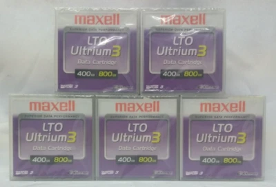 Lote de 5 - Cartucho de cinta de datos Maxell LTO Ultrium 3 400 GB 800 GB - Nuevo sellado Foto 1 de 3