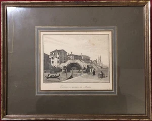 Grabado en acero "Entrata in VENEZIA da Mestre" de Gianfranco Bernaconi, bajo cristal - Imagen 1 de 3
