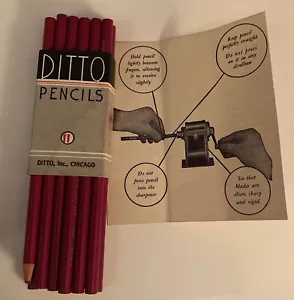 12 Vintage Ditto Intense Red Pencils 1006 10 New and 2 Used Made In USA - Picture 1 of 5