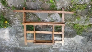 Antique Primitive Old Wooden Wood Kitchen Rack Wall Shelf - Picture 1 of 10