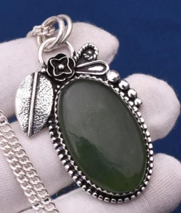Serpentine Gemstone Handmade 925 Sterling Silver Jewelry Pendant 1.81" - Picture 1 of 7