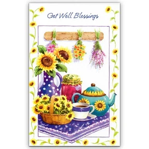 Religious GET WELL SOON Card Feeling Better Flower By Gallant Greetings+Envelope - Picture 1 of 4