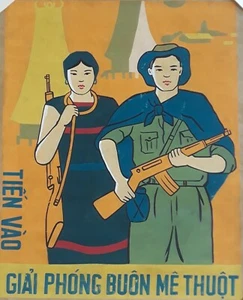 Original Gouache Vietnamese War Propaganda Poster - Heading to Liberate - Picture 1 of 12