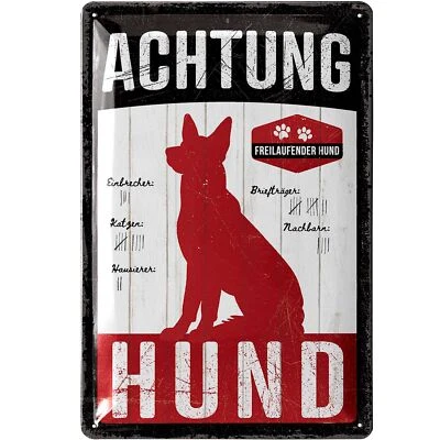 Warnung vor dem Hund Schilder, retro Blechschild vorsicht Hund Schild, 20x30cm - Bild 1 von 4