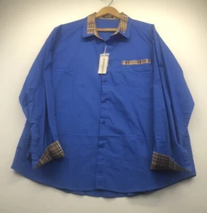 NWT Coofandy Button Up Shirt Men 2XL Blue Flip Cuff Long Sleeve Casual Preppy - Picture 1 of 10