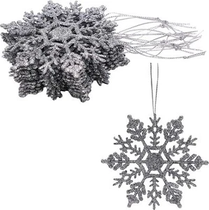 ARGENTO NATALE FIOCCO DI NEVE APPESO 3D DECORAZIONE GLITTER GHIRLANDA ALBERO DI NATALE 4-32 - Foto 1 di 23