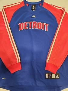 Vintage Detroit Pistons Warmup Shooting Shirt Long Sleeve Adidas Mens Medium M - Picture 1 of 17